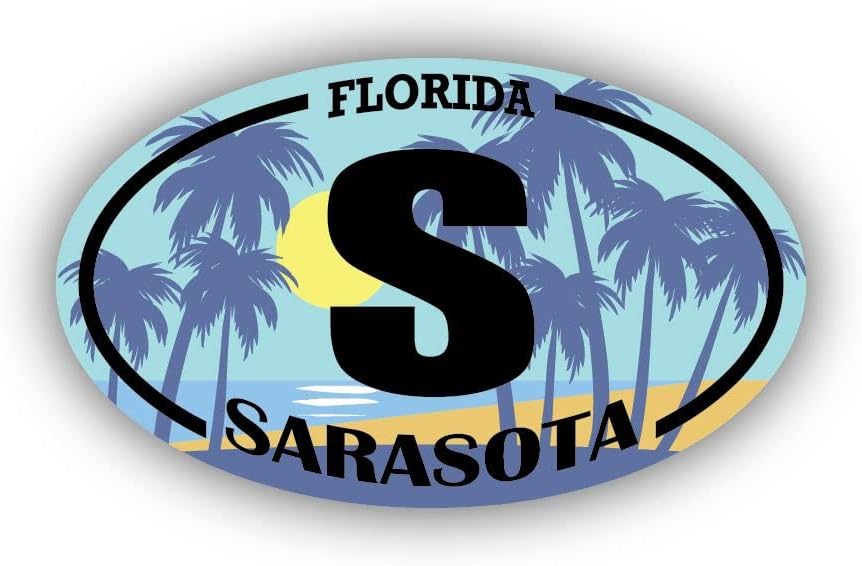 S סרסוטה פלורידה | מדבקות ציון דרך בחוף | אוקיינוס, ים, אגם, חול, גלישה, לוח ההנעה | מושלם למכוניות,